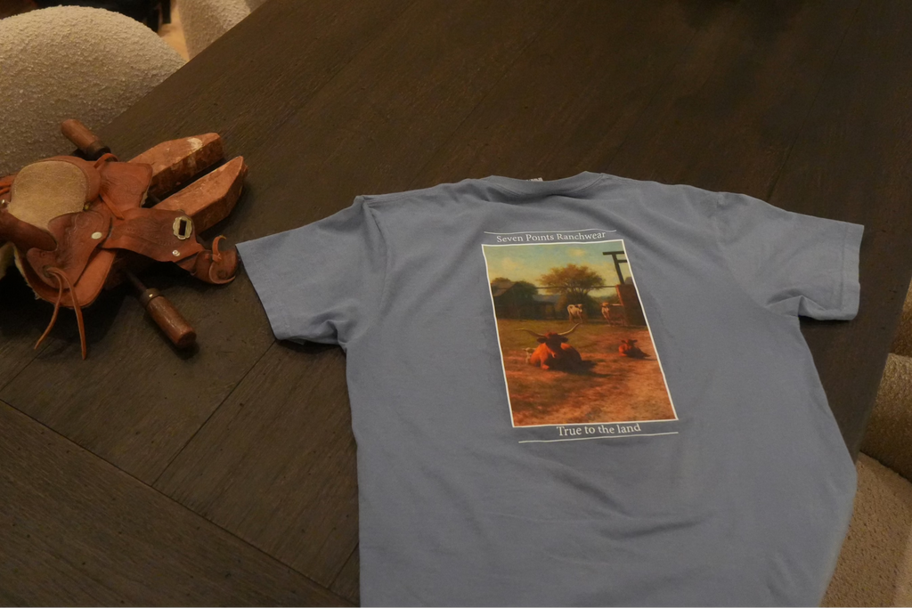 Short Sleeve longhorn Oil Painting T-Shirt